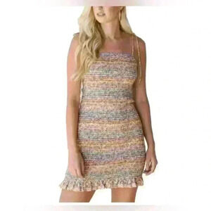 Storia stretchy colorful floral spring summer brunch mini dress sz small